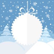 Christmas greeting card with white christmas bauble and snowflake background N2
