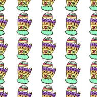 Christmas mittens seamless pattern on a background