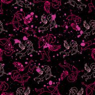 Vintage seamless pattern with Cupid for Valentine&#039;s day N2