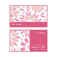 Vector pink abstract flowers horizontal stripe frame pattern business cards