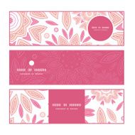 Vector pink abstract flowers horizontal banners set pattern background