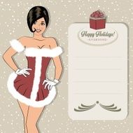 beautiful woman dressed as Santa Claus