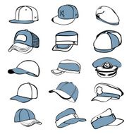 cap set isolated on white hat icon vector baseball rap