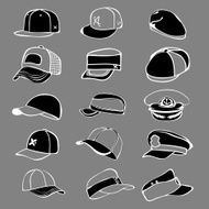 cap set isolated on white hat icon vector baseball rap N2
