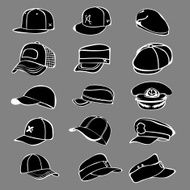 cap set isolated on white hat icon vector baseball rap N3