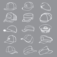 cap set isolated on white hat icon vector baseball rap N4