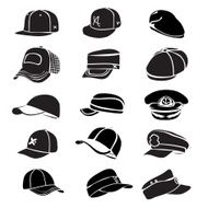 cap set isolated on white hat icon vector baseball rap N5
