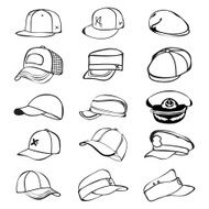 cap set isolated on white hat icon vector baseball rap N6