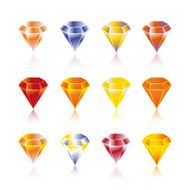 Cartoon vector gems and diamonds icons set in different colors N3