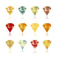 Cartoon vector gems and diamonds icons set in different colors N4