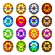 Cartoon vector gems and diamonds icons set in different colors N6