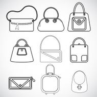 Black and white icons female bags vector