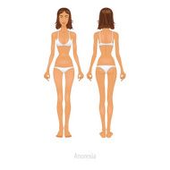 Slim girl is looking on her weight before Vector Illustration
