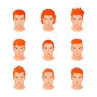Set different hair style young men portraits isolated vector illustrations N2