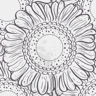 Seamless texture stylized sunflowers black contour