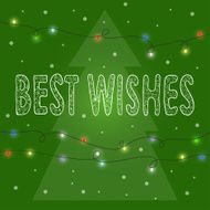winter holidays card with hand-drawing best wishes and spruce N2