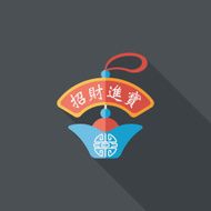 Chinese New Year flat icon with long shadow eps10 N35