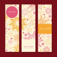 Vector warm stars vertical banners set pattern background