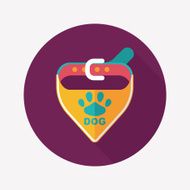 Pet dog chains flat icon with long shadow eps10 N53