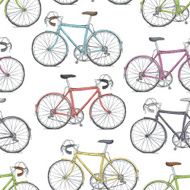 Vintage Bicycle Hand Drawn Seamless Pattern N2