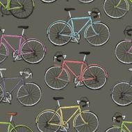 Vintage Multi-Colored Bicycles Seamless Pattern N2