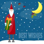 Funny bright winter holidays card background with hand-drawing best wishes N2