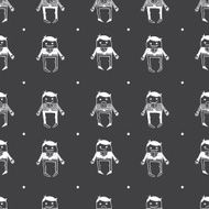 Vector hand drawn doodle characters in suits seamless pattern N2