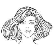 Hand-drawn fashion model Vector illustration Woman&#039;s face N2