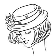 Hand-drawn fashion model Vector illustration Woman&#039;s face N4