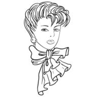 Hand-drawn fashion model Vector illustration Woman&#039;s face N6