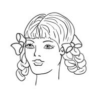 Hand-drawn fashion model Vector illustration Woman&#039;s face N7