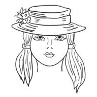 Hand-drawn fashion model Vector illustration Woman&#039;s face N8