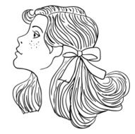 Hand-drawn fashion model Vector illustration Woman&#039;s face N9