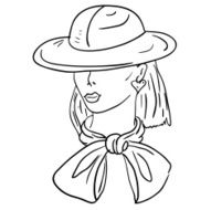 Hand-drawn fashion model Vector illustration Woman&#039;s face N10