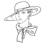 Hand-drawn fashion model Vector illustration Woman&#039;s face N11