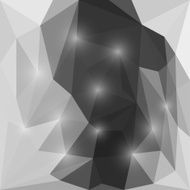 Abstract bright grey shining polygonal triangular background with glaring lights