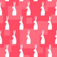bright colored abstract geometric seamless pattern backround with rabbits