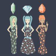 Fashionable girls icons in flat design N2