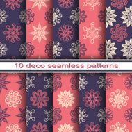 Set of 10 Seamless Decorative Floral Patterns