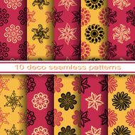 Set of 10 Seamless Decorative Floral Patterns N2