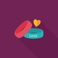 Valentine&#039;s Day couple bracelet flat icon with long shadow eps10 N17