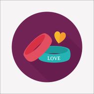 Valentine&#039;s Day couple bracelet flat icon with long shadow eps10 N21