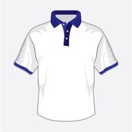 White polo shirt design with dark blue collar