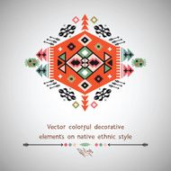 Vector colorful decorative element on native ethnic style N6
