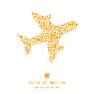 Vector golden lace roses airplane silhouette pattern frame