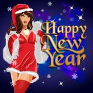 Vector Christmas girl Happy New Year