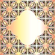 golden background with geometric designs and precious stones