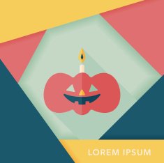 pumpkin candle flat icon with long shadow eps10 N8