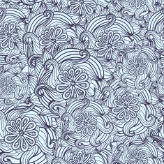 Abstract seamless texture with flowers hair type Monochrome pri