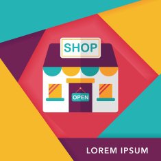 shopping store flat icon with long shadow eps10 N26